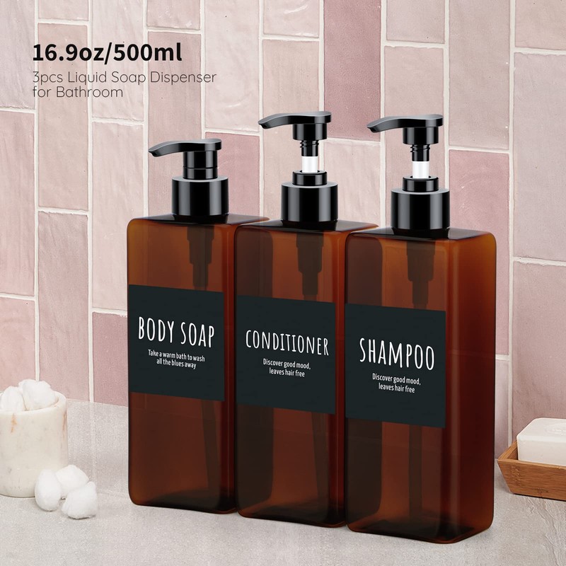 Segbeauty Soap Dispenser, Pack of 3 500 ml Shampoo Bottles