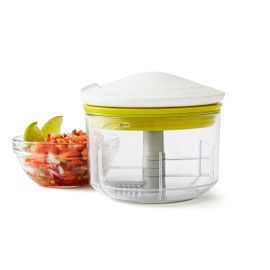 Chef’n VeggiChop Manual Hand-Powered Food Chopper and Processor, Chops Vegetables, Onions, Peppers, Nuts for Salsa, Guacamole, Hummus – White
