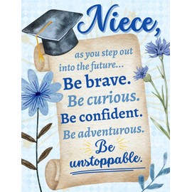 Greeting Card Niece Congratulations Graduation School Graduate - As You Step Out Into The Future Be Brave Curious Confident Adventurous Unstoppable