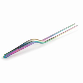 Lacor - 62873 - Rainbow Precision Plating Kitchen Tweezers, 18/10 Stainless Steel, Non-Slip Handle, Maximum Quality, Length 21 cm, Iridescent