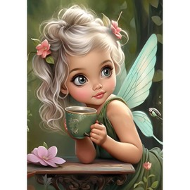 DPHERO DIY Elf Diamond Painting Kits for Adults,5D Coffee Diamond Art Kits for Beginners,Round Full Drill Fantasy Diamond Painting Art,DIY Painting by Numbers Diamond Art Painting 12x16 inch