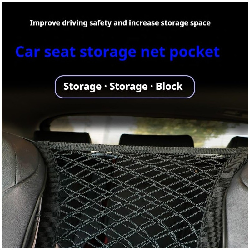 3-Layer Triple Car Mesh Organizer Pockets Pockets Between Seats Stretchy