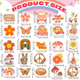 25 Pieces Hippie Car Flower Magnet Groovy Boho Flower Refrigerator Magnets Retro Magnetic Hippie Fridge Magnets for Car Home Metal Door Whiteboard Mailbox Office Cabinets Decor