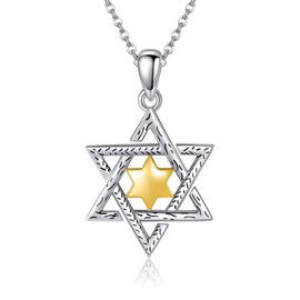 DAYLINLOVE Star of David Necklace 925 Sterling Silver Jewish Star Necklace Star of David Pendant for Men Christian Jewelry Gifts for Women
