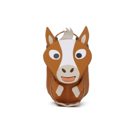 Affenzahn Little Friend Nursery Backpack for 1-3 Years Old Ergonomic Reflective Pull Tongue with Name Plate Horse - Brown