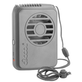 O2COOL Portable Neck Personal Travel USB Battery Powered Adjustable Lanyard Cooling Fan, (Gray)