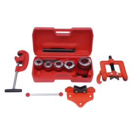 Eapmic BSTP Ratchet Pipe Threader Kit Portable Handheld Manual Pipe Thread Tool Set Ratcheting Pipe Threading Tool with 5 Dies Set 3/8'', 1/2'', 3/4'', 1'', 1-1/4'' + Pipe Cutter + Pipe Vise