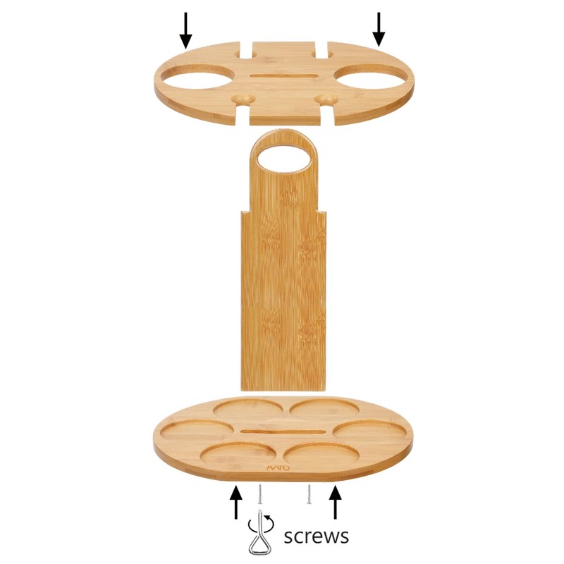 Kato Wine 2 Bottle Holder & 4 Glass Rack, Wine