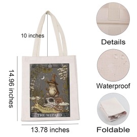 Tarot Lover Gift XV The Wizard Shopping Bag Retro Forest Frog Witch Tarot Tote Bag (XV The Wizard)