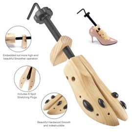 TianfuSpanda Shoe Stretcher Shoe Trees, Two Way Professional Wooden Shoes Stretcher For Men or Women Shoes Adjustable Length & Width, With 1 Pairs Plastic Shoe Tree Stretcher Shaper