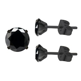 4mm 5A All Black Obsidian Hypoallergenic Quartz Stone Surgical 316L Stainless Steel, Tragus Cartilage Sleeper Earrings,Earring Stud Gift Box,Men Women (Black,4mm)