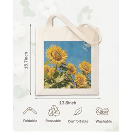 Floral Canvas Tote Bags for Women, Canvas Tote Bag Aesthetic, Reusable Grocery Bags, Big Capacity Shopping Work Bag, Suitable for Market, Advertising, Promotion, Gift, Activity