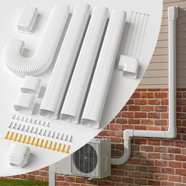 WEETALL 4'' 13Ft Mini Split Line Set Cover with Flexible Pipe, Upgrade PP Heat-Resistant & Paintable, Central AC and Heat Pumps-Full Set, No Other Parts Needed