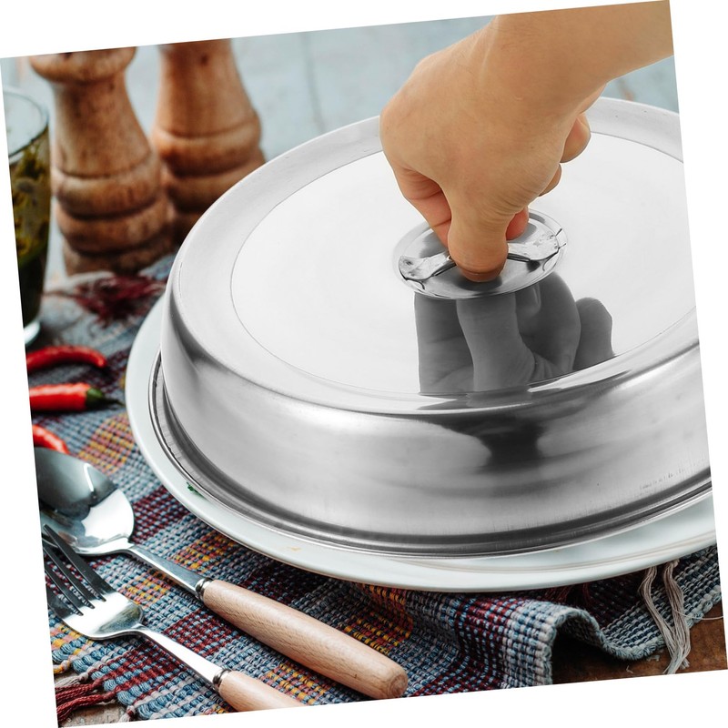 Healeved 2Pcs Stainless Steel Steak Cover, 24cm Round Griddle Dome,