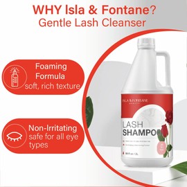 ISLA & FONTANE Lash Shampoo Bulk – Multi-Scent Series – 68 fl oz / 2L | Gentle Eyelash Cleanser Bulk for Lash Extensions | Non-Irritating | Professional Lash Bath Foam For Salon And Home Use (Rose)