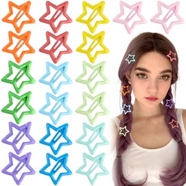 Joez Wonderful 20 Pcs Multicolor Star Hair Clips, 1.18"/3cm Metal Snap Hair Clips, Cute Star Clips Hair Barrettes, Non-Slip Fashion Star Hair Accessories for Women Girls (10 Colors)