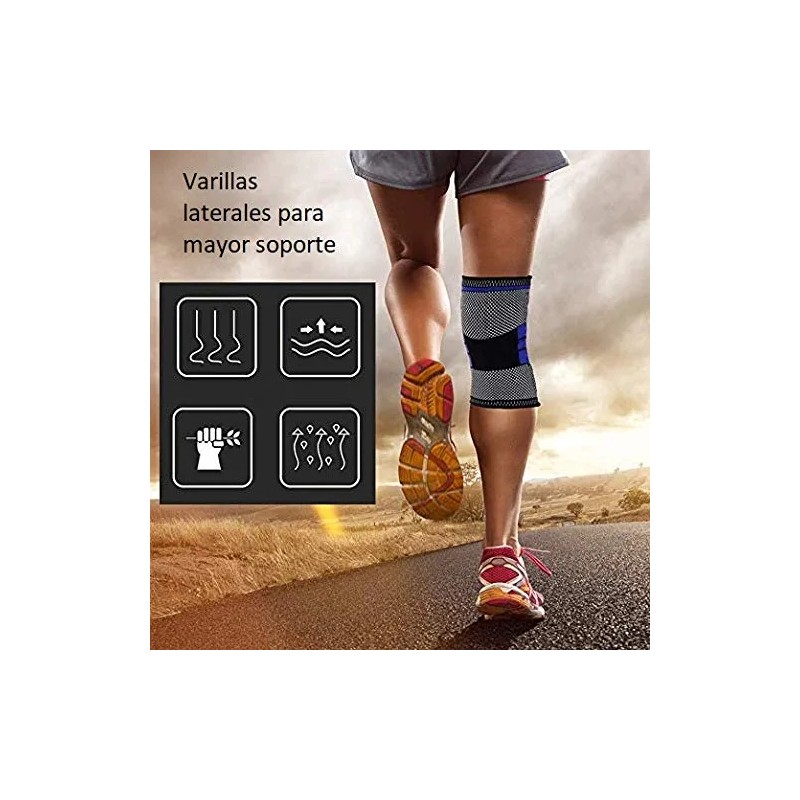 4pc Rodillera Elstica Compresin Para Gym Deportes Correr Negroazul Xl