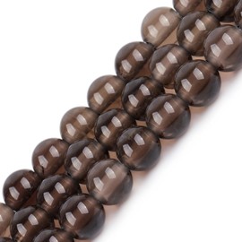 Natural Smoky Quartz Crystal Gemstone Semi Precious Round 8mm Loose Beads for Jewellery Making DIY Bracelet Necklace Crafts 15''