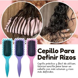 Cepillo Definición Rizos, Cuidado Del Cabello Peine Cabello Rizado Rulos Perfectos Cerdas Anchas Diseño Innovador Peines Rizadores Multifuncional (Celeste)