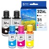 SANAIF 5 Bottles 31/32XL Ink Refill Bottle | Compatible 2Black