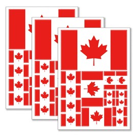 QQSD Canada Flag Sticker Canadian Decal in Multiple Sizes, 3 Pack, 11.7 x 8.3 Inches