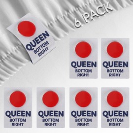[Queen] SheetSnaps Bed Sheet Corner Labels – Know Which Way the Sheets Go for Easy Bed Making – 6Pk - Color-Coded, Snap-On Tags for Size Identification – Laundry Hack, Machine Washable Sheet Organizer