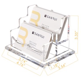 SANRUI Acrylic Business Card Holder for Desk, 2 Compartments Business Card Stand Card Holder for Exhibition, Home, Office, 120 Card Capacity