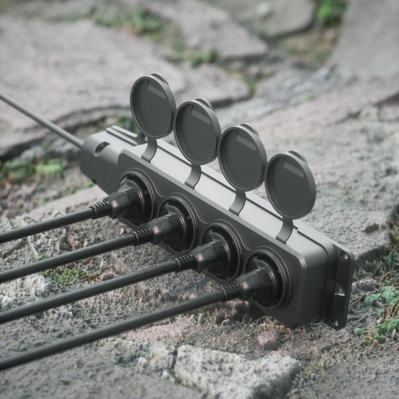 HITRENDS 4-Way Socket Distributor, Outdoor Socket, Waterproof IP54, Protective Contact