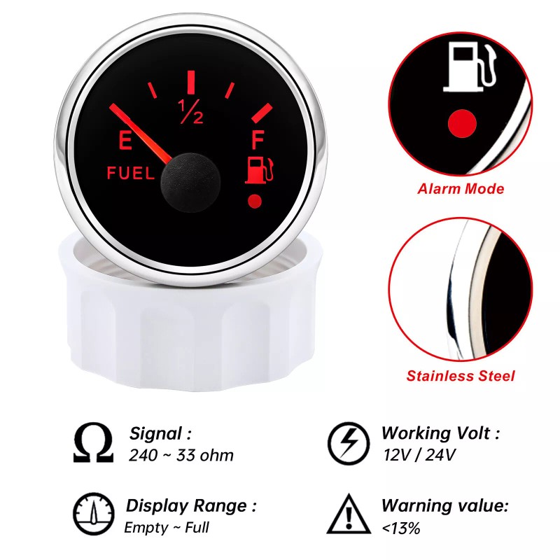 MAIMEIMI 52mm Boat Fuel Level Gauge 240-33ohms with Fuel Float