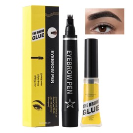 Microblading Eyebrow Pen,Long-Lasting Waterproof Brows Pencil - 4-Prong fork Eyebrow Makeup Liquid Pen with Eyebrow Gel for Natural Hair-Like Brows for Women
