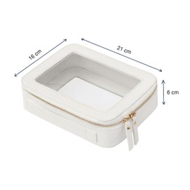 Transparent Waterproof PU Leather Cosmetic Bag for Cosmetics and Accessories for Suitcase TSA Friendly 1 Piece White Transparent Toiletry Bag with Zipper