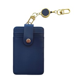 H HARUCO Pass Case with Reel for Men, Women, Children, Unisex, Vertical, Reel, Stretchable, Double-Sided, 2 Pieces, 3 Cards, Employee ID Card, Genuine Leather, PU Leather, Multicolor (Leather - Blue),