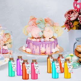 Tanlade 40ml Small Glass Bottles Mini Bottles with Wood Cork Stoppers Wish Bottles with Drink Me Tags and String Potion Bottle Tiny Jars for Wedding Favor Baby Shower DIY Craft 3.1 x 1.12''(60 Pcs)