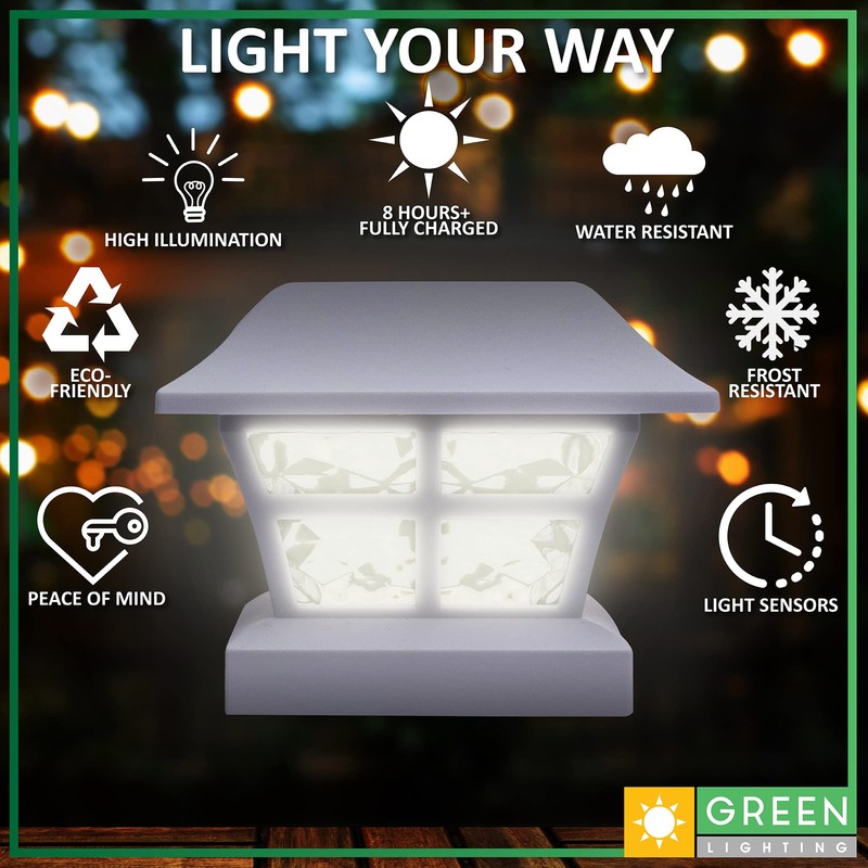 GreenLighting Evolve White Solar Post Cap Lights - 4x4 Post