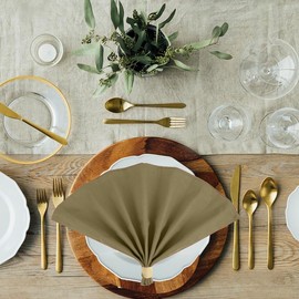 Sweet Needle 12 Pack 100% Cotton Oversized Napkins 45 x 45 cm Khaki Heavy Fabric for Everyday Use with Mitered Corners