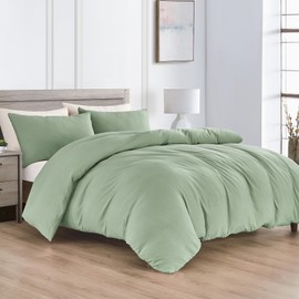 KASYLAN Duvet Cover Set - Washed Microfiber Bedding Set with Zipper Closure, Soft and Comfortable with Pillow case - Bedding Quilt Cover Set (Single, Aqua)