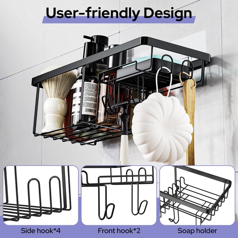 Alyvisun Pack of 2 Shower Shelves Large Capacity with Strong