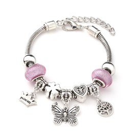 MIRKUZI Armbänder für Mädchen 1 Stück Schmetterlingsarmband, Bettelarmband für Mädchen, verstellbar, Geschenk für Teenager-Mädchen, Bettelarmband, Mädchengeschenk