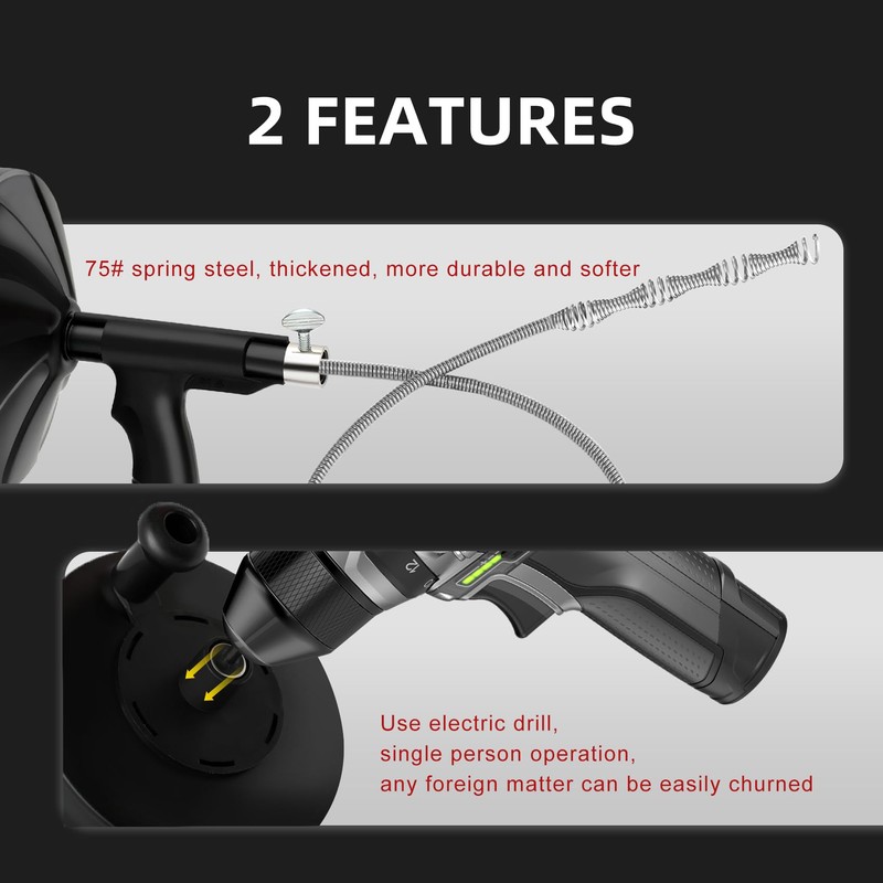 50 FT Drain Snake Auger - Flexible & Powerful Snake