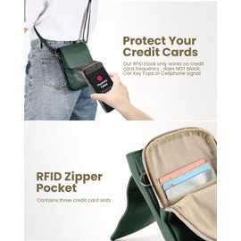 befen Soft Real Leather Small Crossbody Bags for Women, Woman Cell Phone Leather Purses Bag with RFID Blocking Card Slots Green