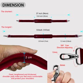 ZINZ Shoulder Strap 58" Universal Handbag Strap with Ultra-thick Fixed Padded and Dual Balanced Adjustable Buckles Shoulder Crossbody Strap for Briefcase Messenger Bag Laptop bag Luggage，Red