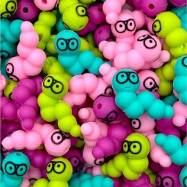 Bookworm 3D Silicone Focal Beads - Shaped like Worms for Beaded Pens or Crafting:_Purple