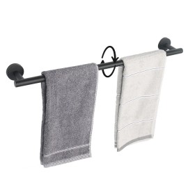 TocTen 24 Inch Black Towel Holder Space Saving Stylish Design Rust Proof Stainless S...