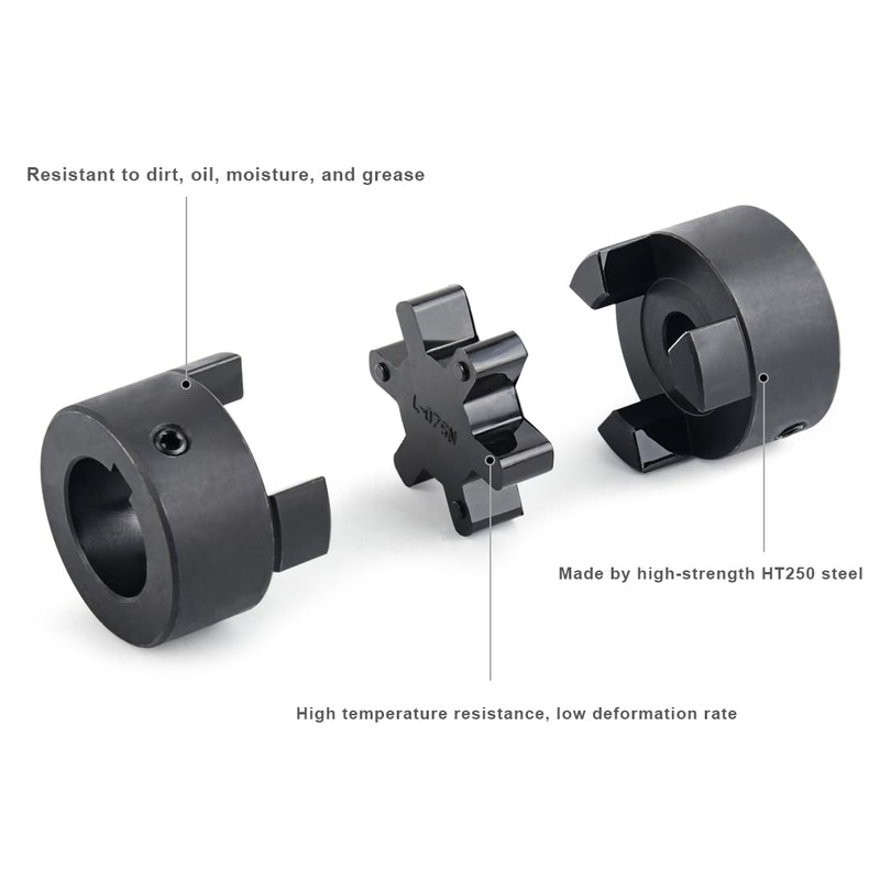 1/2" to 1" L075 Flexible 3-Piece L-Jaw Coupling Coupler Set