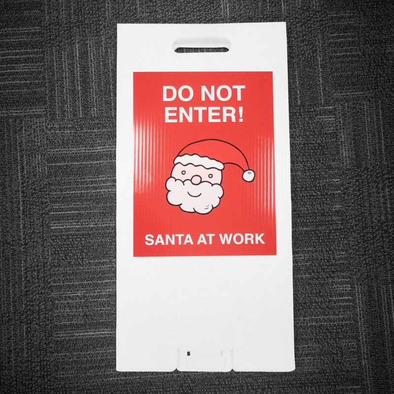 Do not enter - Santa/Elves at work Double-sided free-standing floor