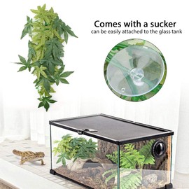 Yosooo Artificial Plants Fake Leaves Plastic Green Grass with Sucker for Aquarium Fish Tank Reptile Terrarium Habitat Box Cage Terrarium Ornaments Outside Home Garden Eco-Friendly Decor
