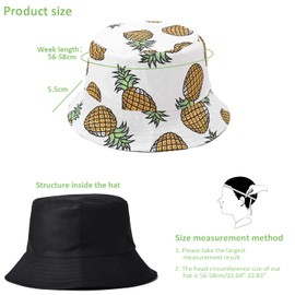 Hocaies Fishing Hat Bucket Hat Sun Hat Men Women Fishing Hats Sun Hat Girls Foldable Sun Hats Unisex Fishing Hat Fishing Hat for Outdoor Hiking Camping, Pineapple 01