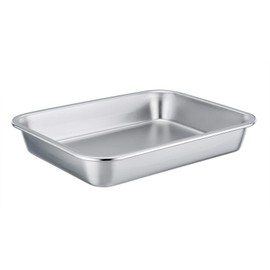 TeamFar - Sartén rectangular de acero inoxidable, tamaño compacto 20,3 x 25,4 x 1,7 cm, saludable y no tóxico, fácil de limpiar, apto para lavaplatos