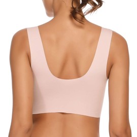 Seamless Mesh Lace Bras for Women Wirefree Comfortable Padded Lift Push Up Thin Soft Back Smoothing Sleep Leisure Pullover Bralettes Plus Size for Large Breasts (169 Sleep Pink, M, m)