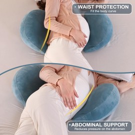SHANNA Wedge Pregnancy Pillow for Sleeping, 2024 NEW Adjustable Soft Velvet Comfort Full Body Pillow, Support Pillow for Pregnant, Maternity & Body Pillow, Nursing Pillow, Removable Cover(Blue)